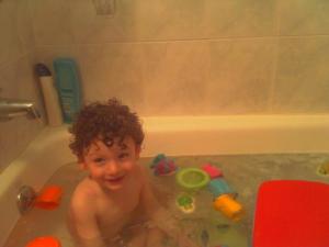 Noah takes a bath